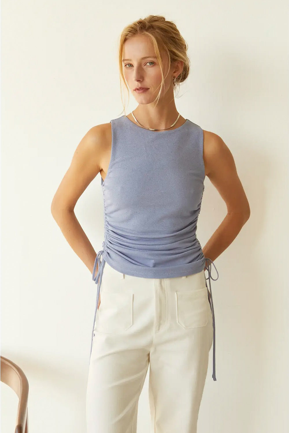 Powder Blue Ruched Top