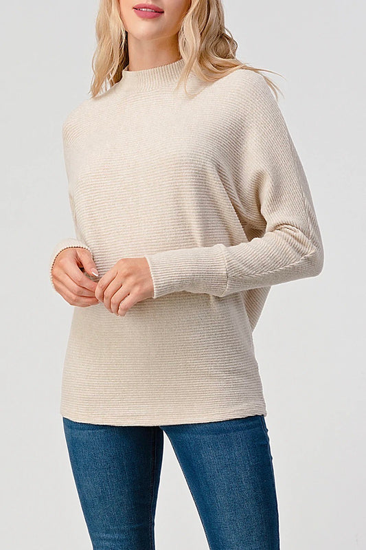 Brushed Rib Intermingled Oatmeal Top