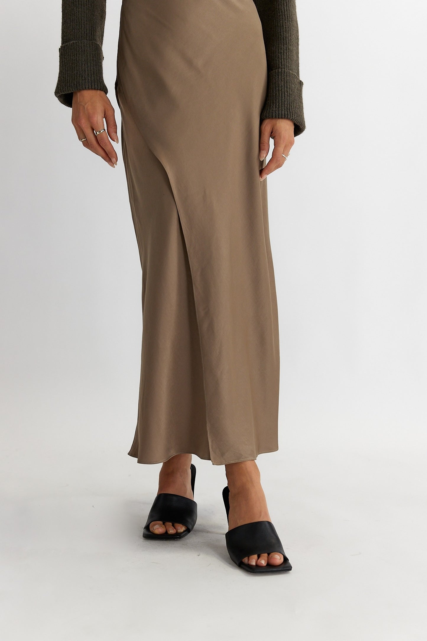 Mocha Satin Skirt