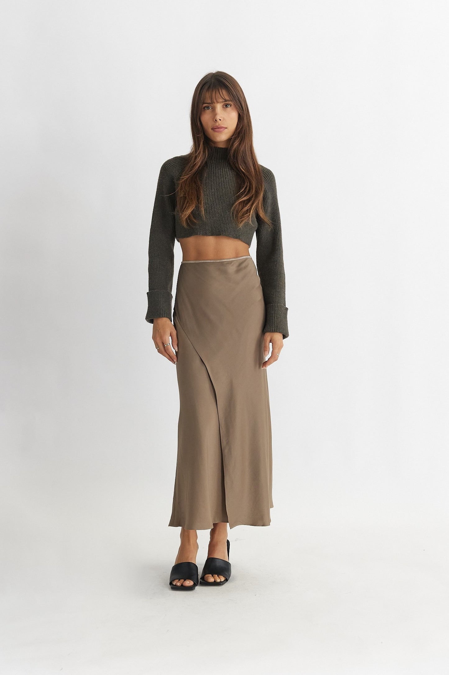 Mocha Satin Skirt