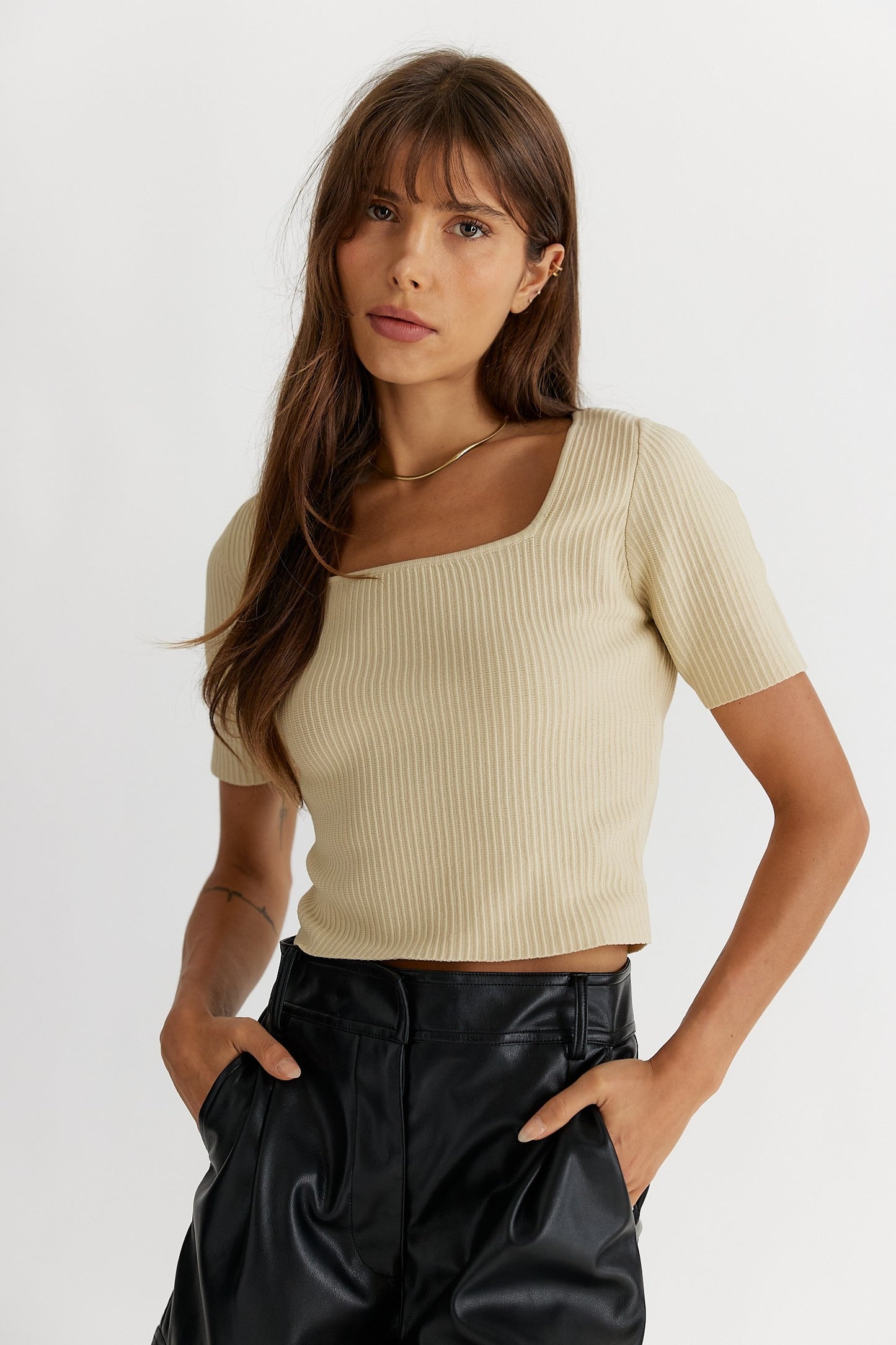 Cream Knit Top