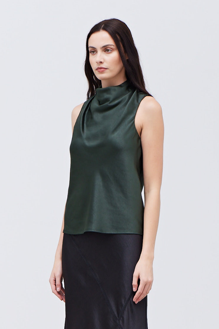 Dark Forest High Neck Satin Top