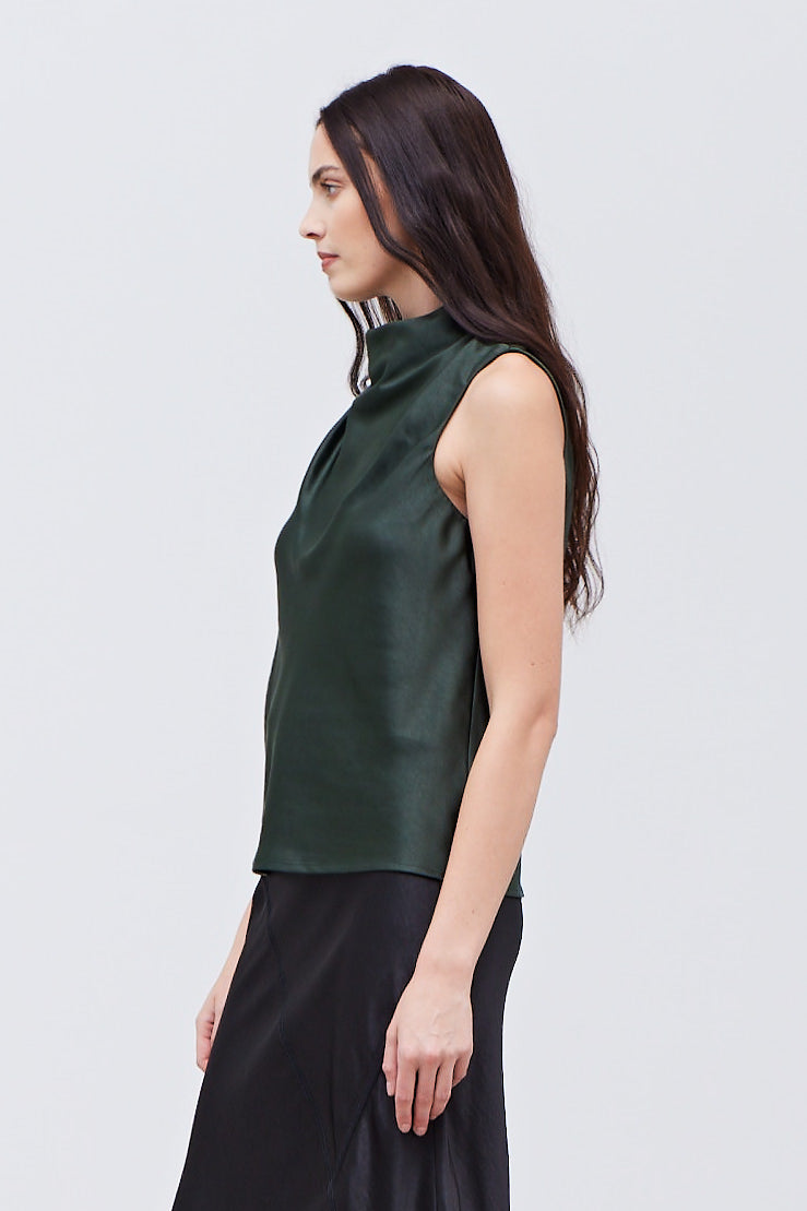 Dark Forest High Neck Satin Top