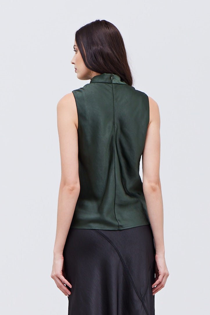 Dark Forest High Neck Satin Top