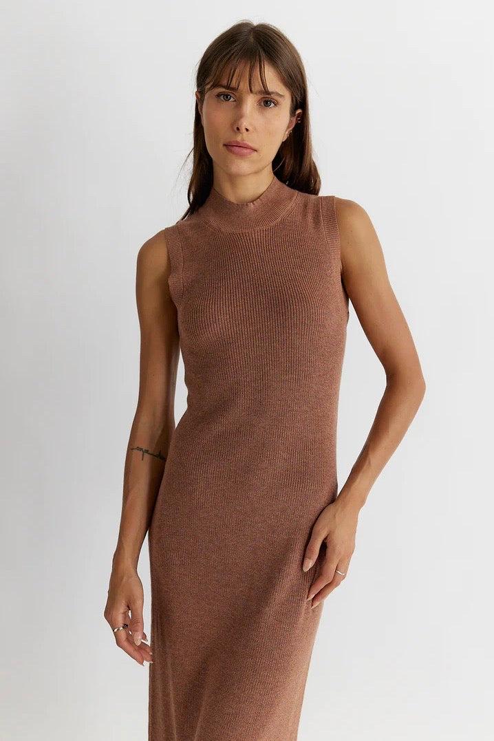 Brick Mock Neck Dress