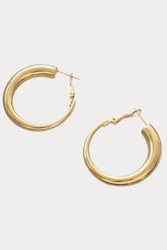 Retro Hoop Earrings - Gold