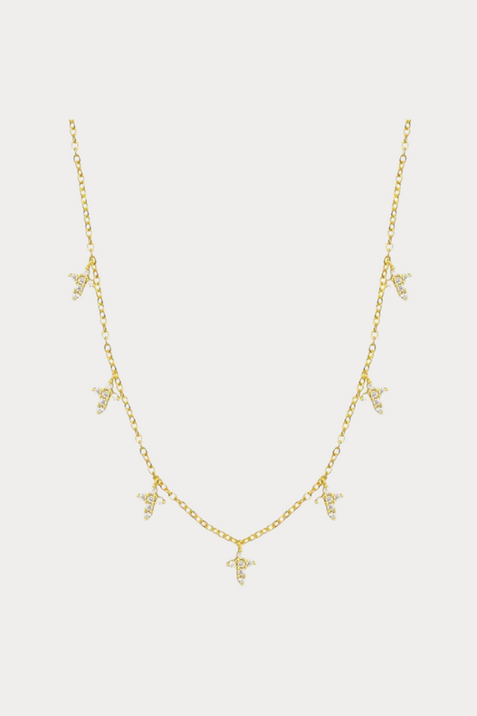 Seven Cross with Simulated Diamonds Necklace