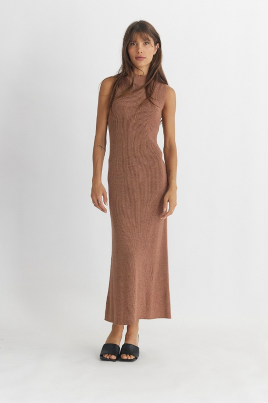 Brick Mock Neck Dress