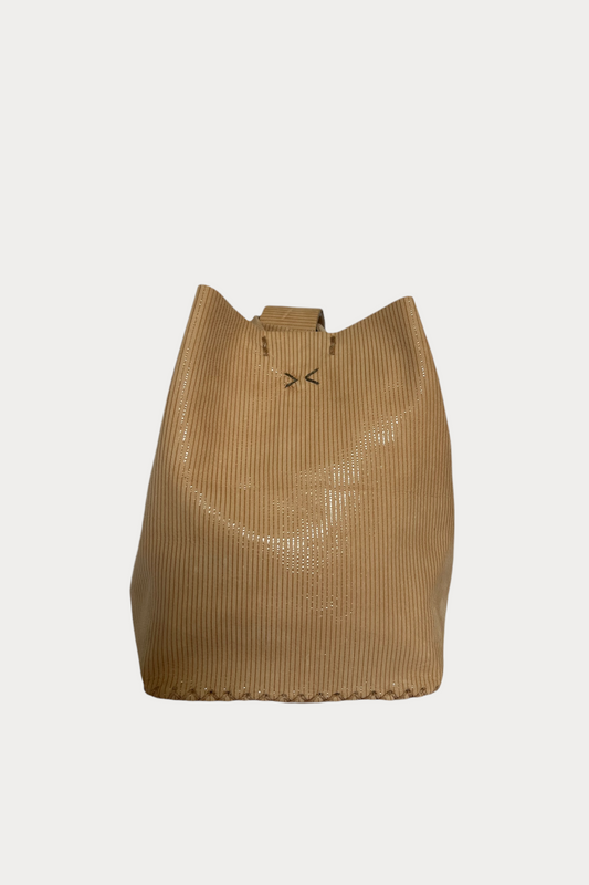 Volta Wristlet Bucket Bag - Light Nude Pinstripe