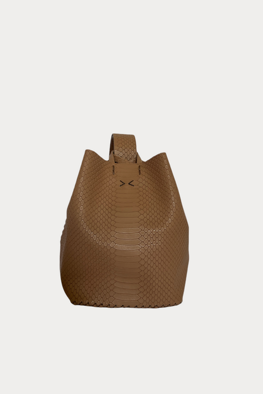 Volta Wristlet Bucket Bag - Nude Snakeskin