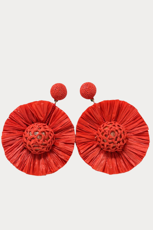 Fiesta Red Raffia Earrings